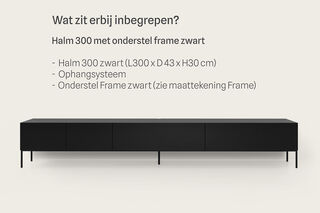Tv-meubel incl. frame zwart, RAAT, Halm 300, Zwart